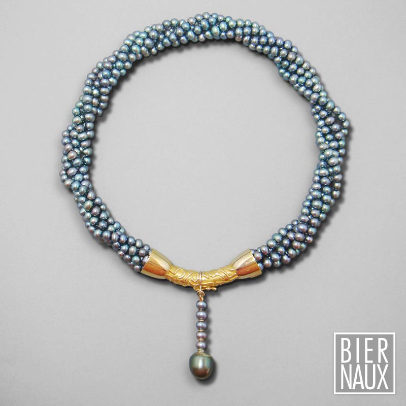 Collier Perle - Or jaune (fermoir) - Perles d'eau douce & perle de Tahiti
